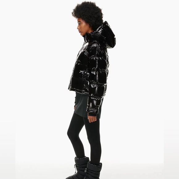 NWT Zara Black Cropped Puffer Bomber Jacket Shiny Versatile - Picture 2 of 15